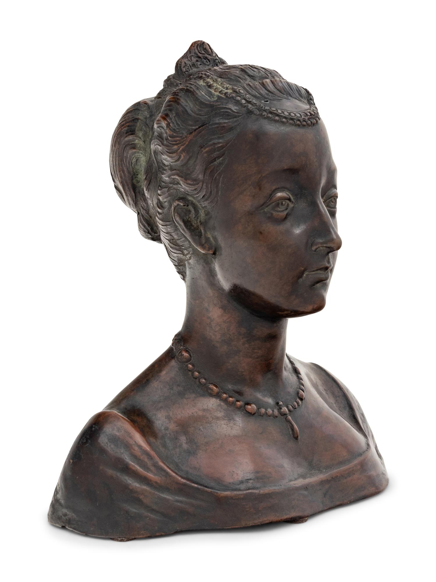 A Continental Bronze Bust of a Noblewoman