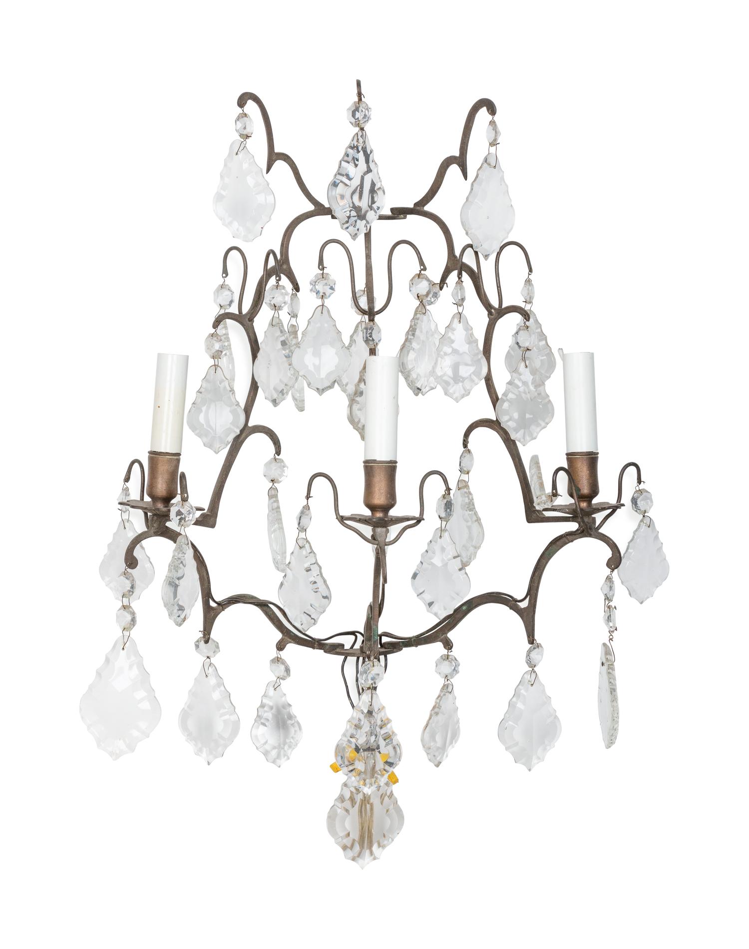 A Pair of Continental Three-Light Sconces