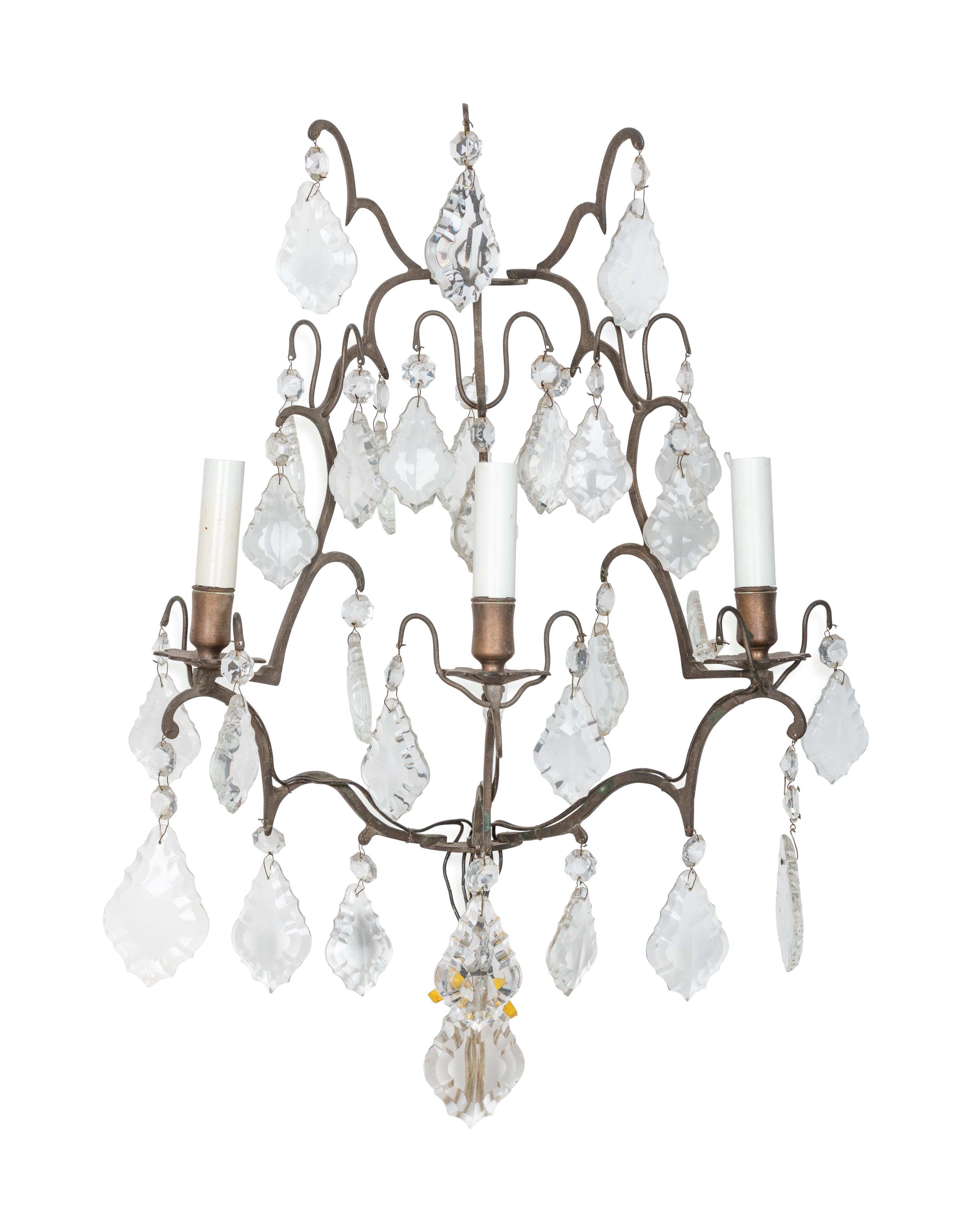 A Pair of Continental Three-Light Sconces