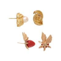 COLLECTION OF GOLD AND GEMSTONE STUD EARRINGS