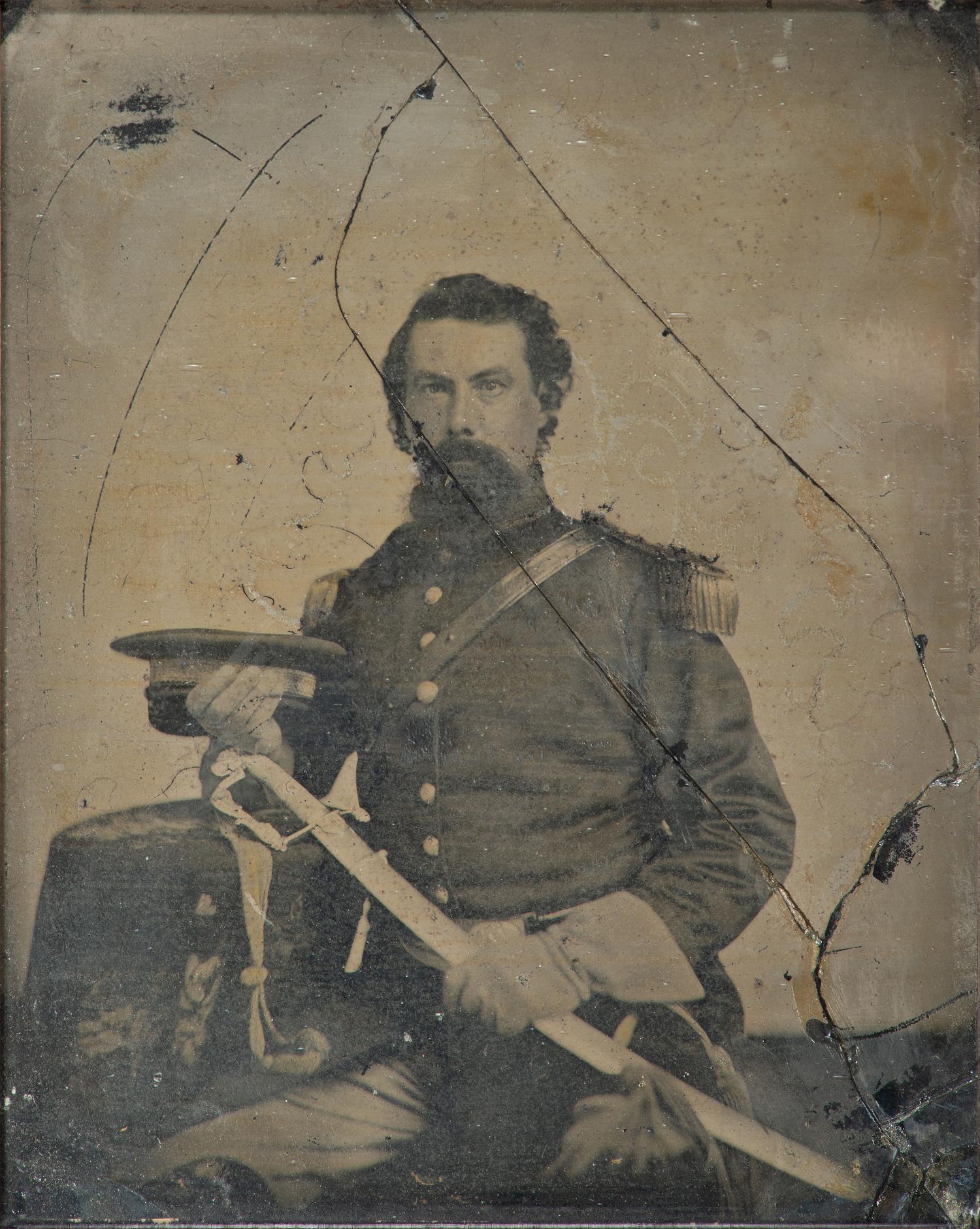 [CIVIL WAR]. Full plate tintype of a possible Confederate officer tentatively identified as Lieut. Albert Wymer Henley, 13th and 36th Mississippi Infantry.