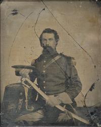 [CIVIL WAR]. Full plate tintype of a possible Confederate officer tentatively identified as Lieut. Albert Wymer Henley, 13th and 36th Mississippi Infantry.