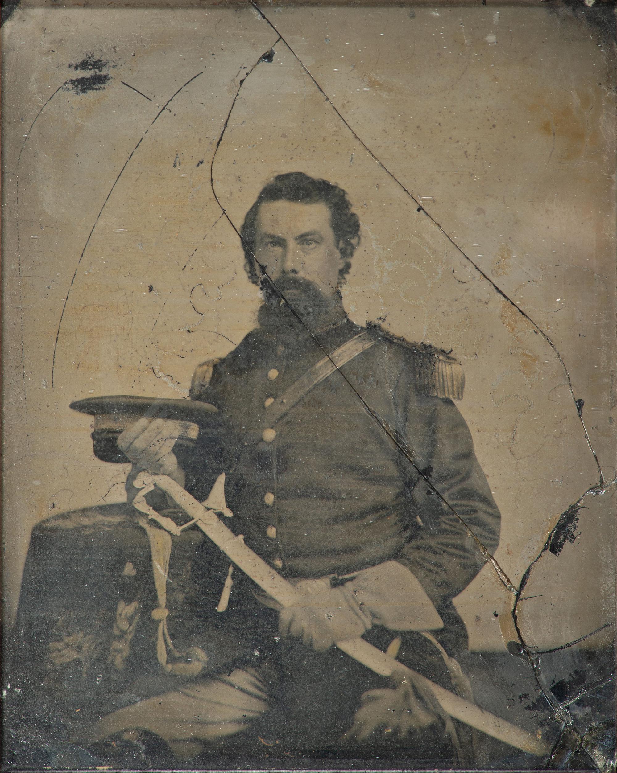 [CIVIL WAR]. Full plate tintype of a possible Confederate officer tentatively identified as Lieut. Albert Wymer Henley, 13th and 36th Mississippi Infantry.