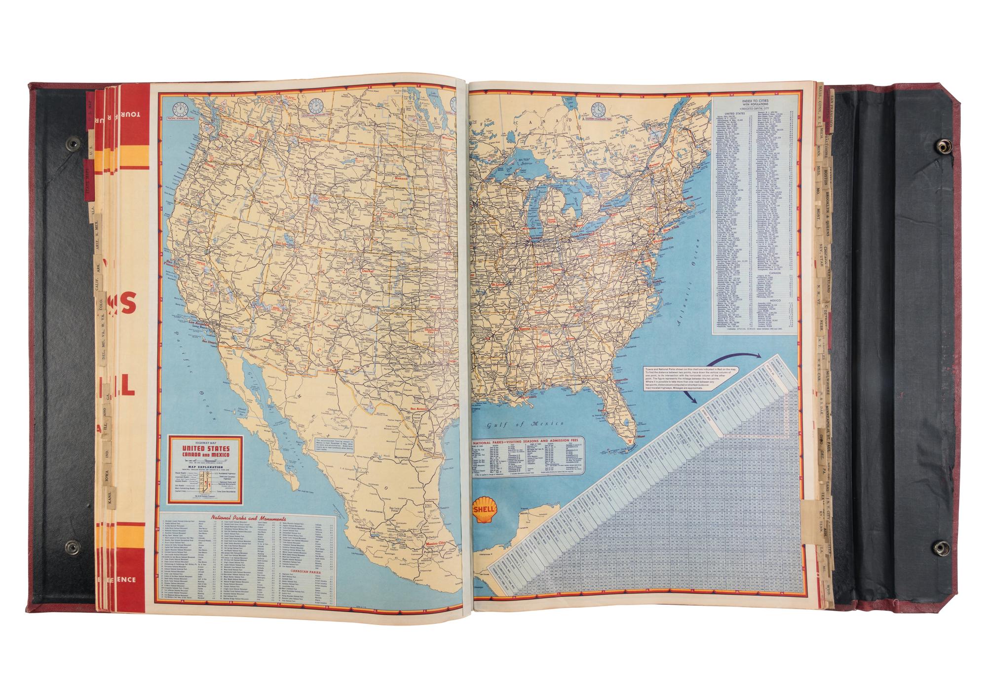 [MAPS] Shell Motor Oil Company road map salesman sample. H.M. Gousha Co. ca 1956 or earlier.