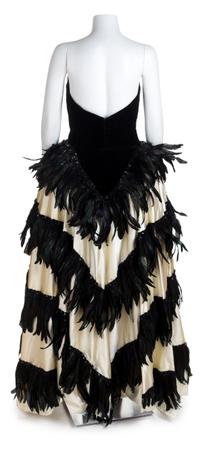 A Brooks Costume Black Velvet Custom Made Bustle Gown, No size.