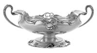 An American Silver Center Bowl, Smith, Patterson & Co., Boston, MA, of oval form with two foliate decorated handles, the body and base