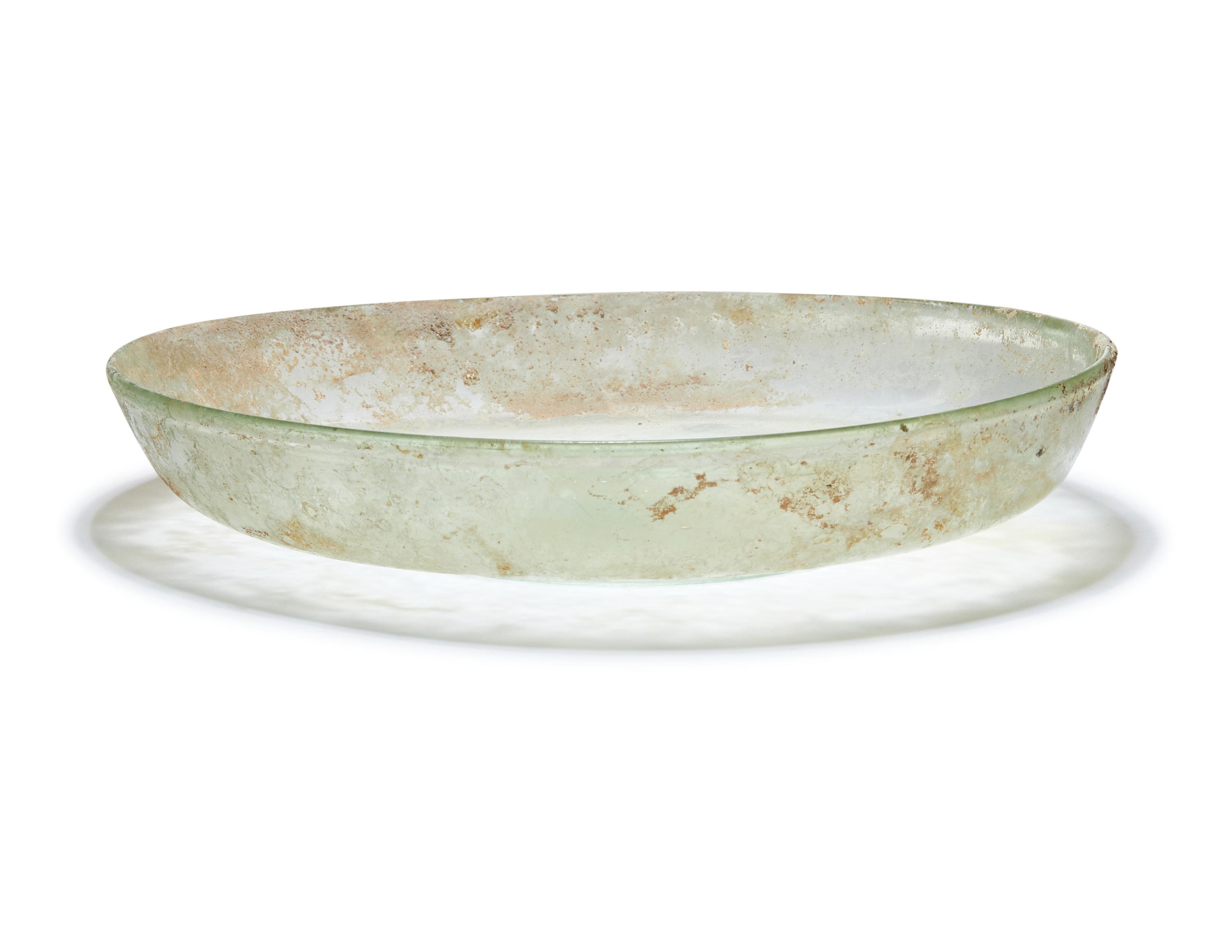 Three Roman Green Glass Plates