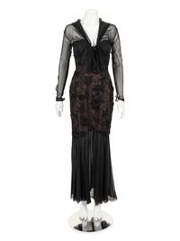 Christian Dior Haute Couture Lace and Chiffon Evening Dress, 1980s