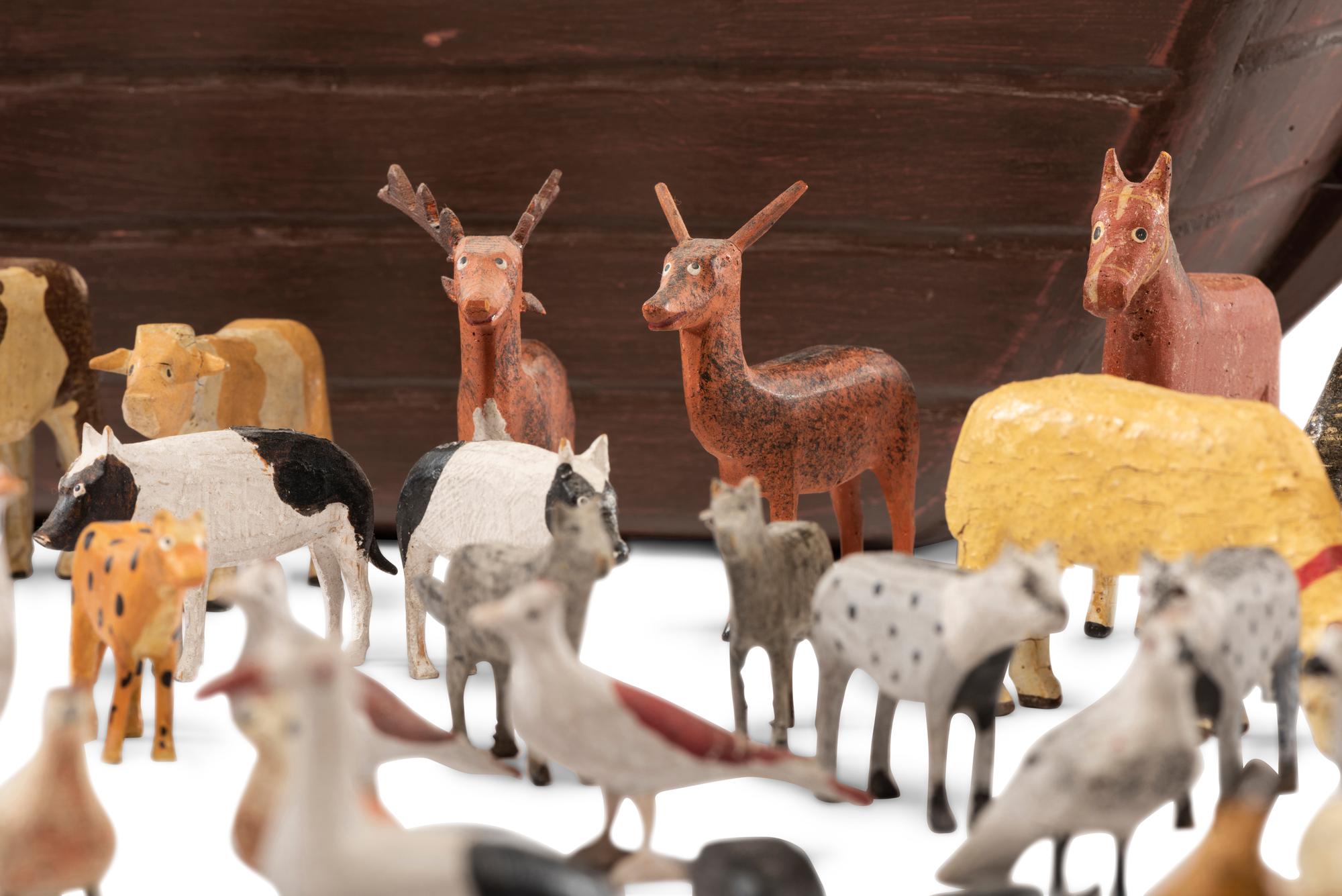 A Large Noah’s Ark with Lift-Off Cover and Large Number of Paired Animals