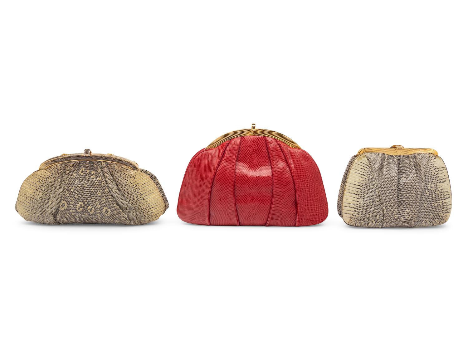 Three Judith Leiber Exotic Skin Clutches