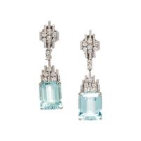 AQUAMARINE AND DIAMOND EARCLIPS