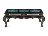 A Chinese Cloisonné-Inset Black Lacquer Low Table