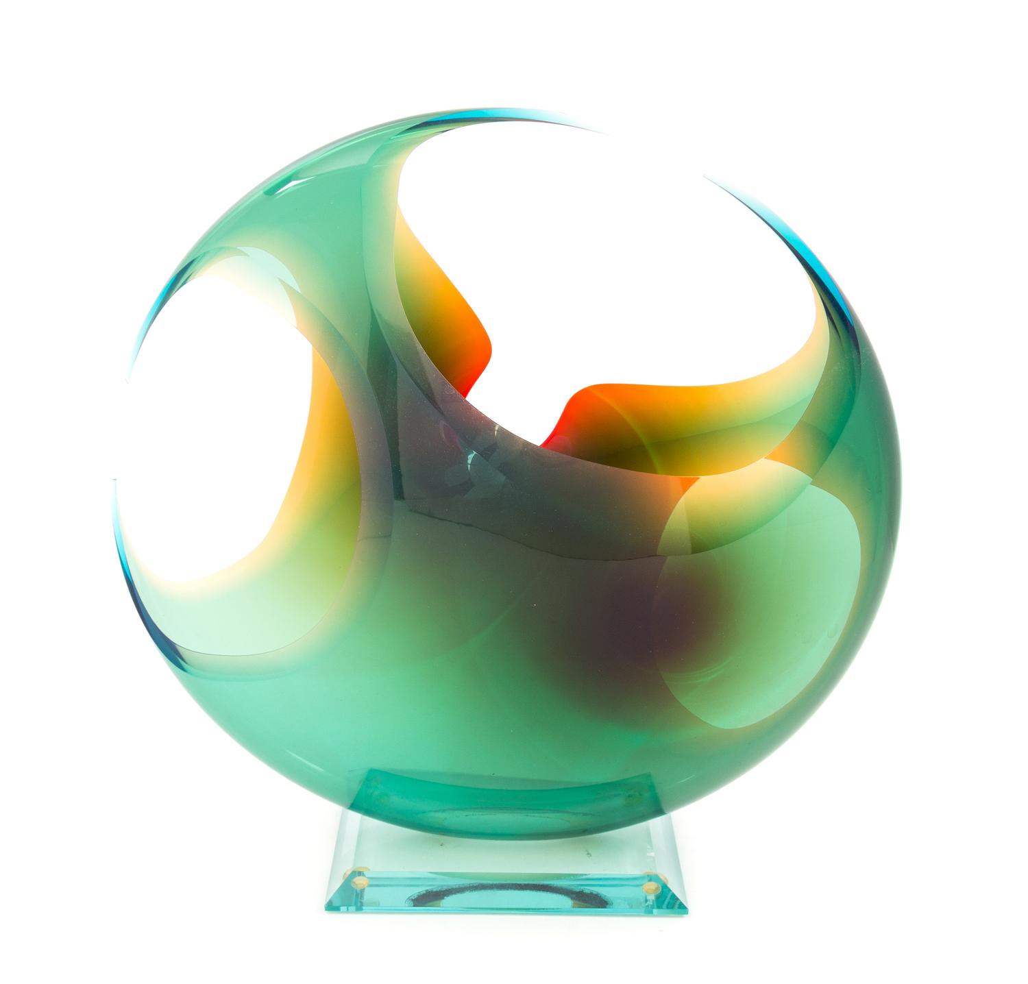 An American Studio Glass Sculpture, Peter Vanderlaan (b. 1950) Height 13 1/2 inches.
