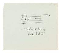 PORTER, Cole (1893-1964). Autograph music quotation from the opening of Night and Day, captioned and signed ("Night & Day / Cole Porter