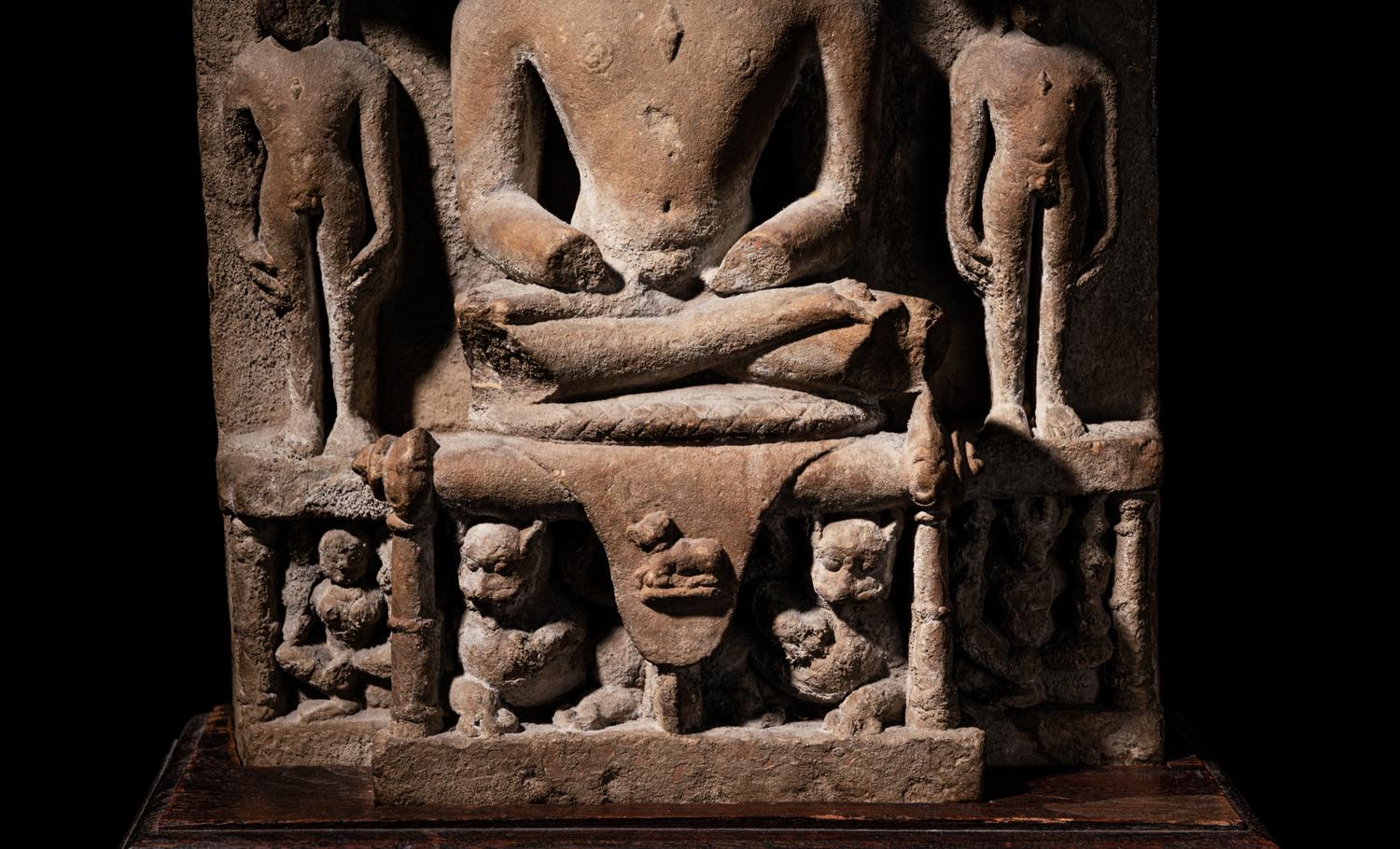 An Indian Red Sandstone Stele of Jainism Mahāvīra