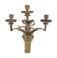 A Pair of Empire Style Gilt Bronze Three-Light Sconces
