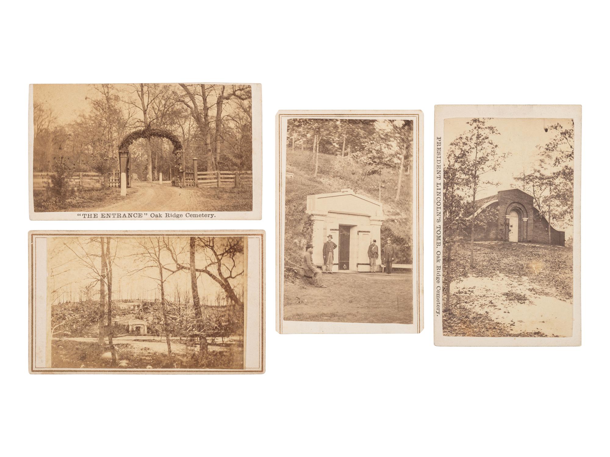 [LINCOLN, Abraham (1809-1865)]. 8 CDVs of Oak Ridge Cemetery in Springfield, IL, ft. Lincoln's tomb and receiving vault.