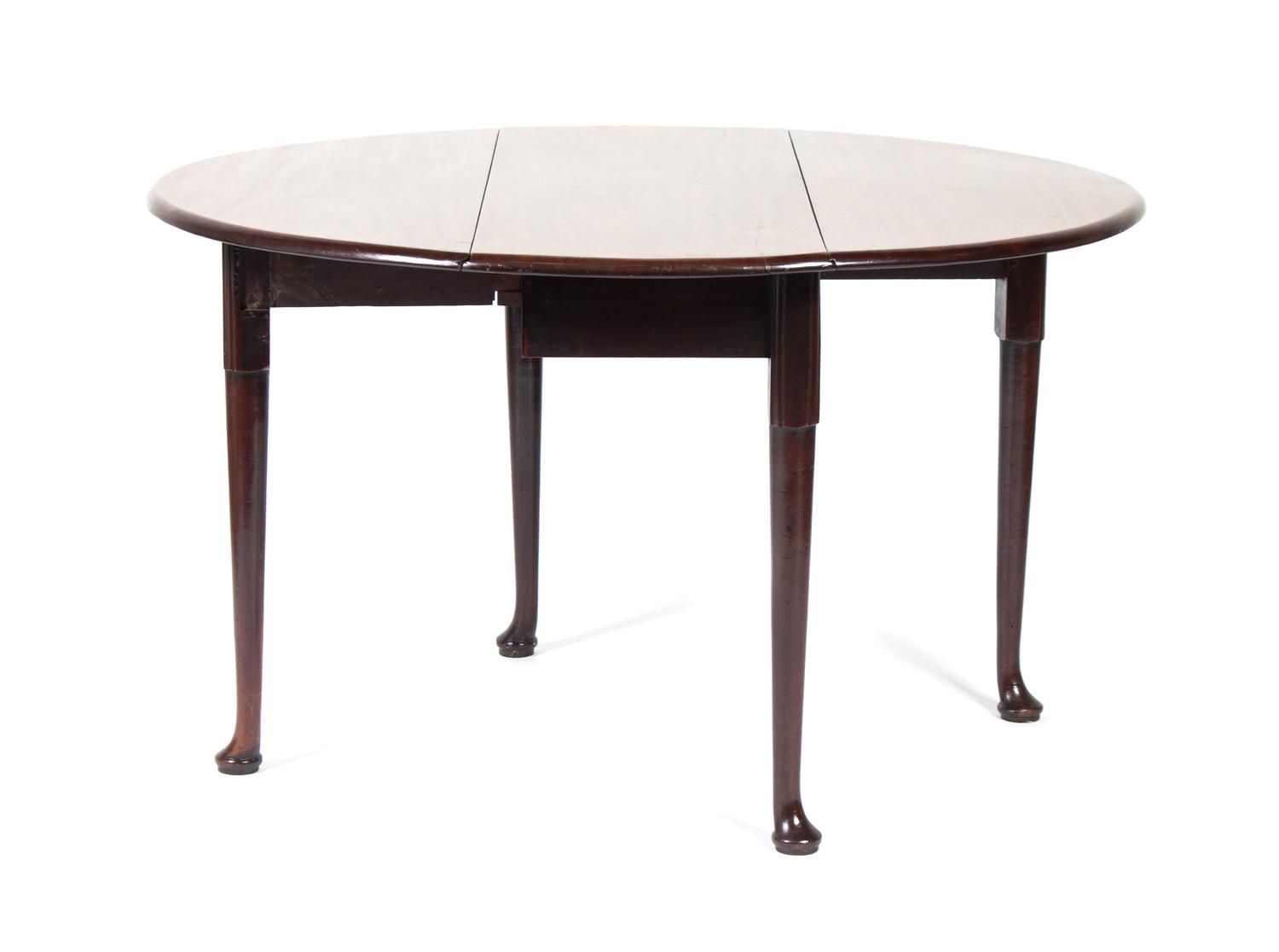 A Queen Anne Drop Leaf Mahogany Table Height 28 x width 17 (closed) x depth 42 inches.