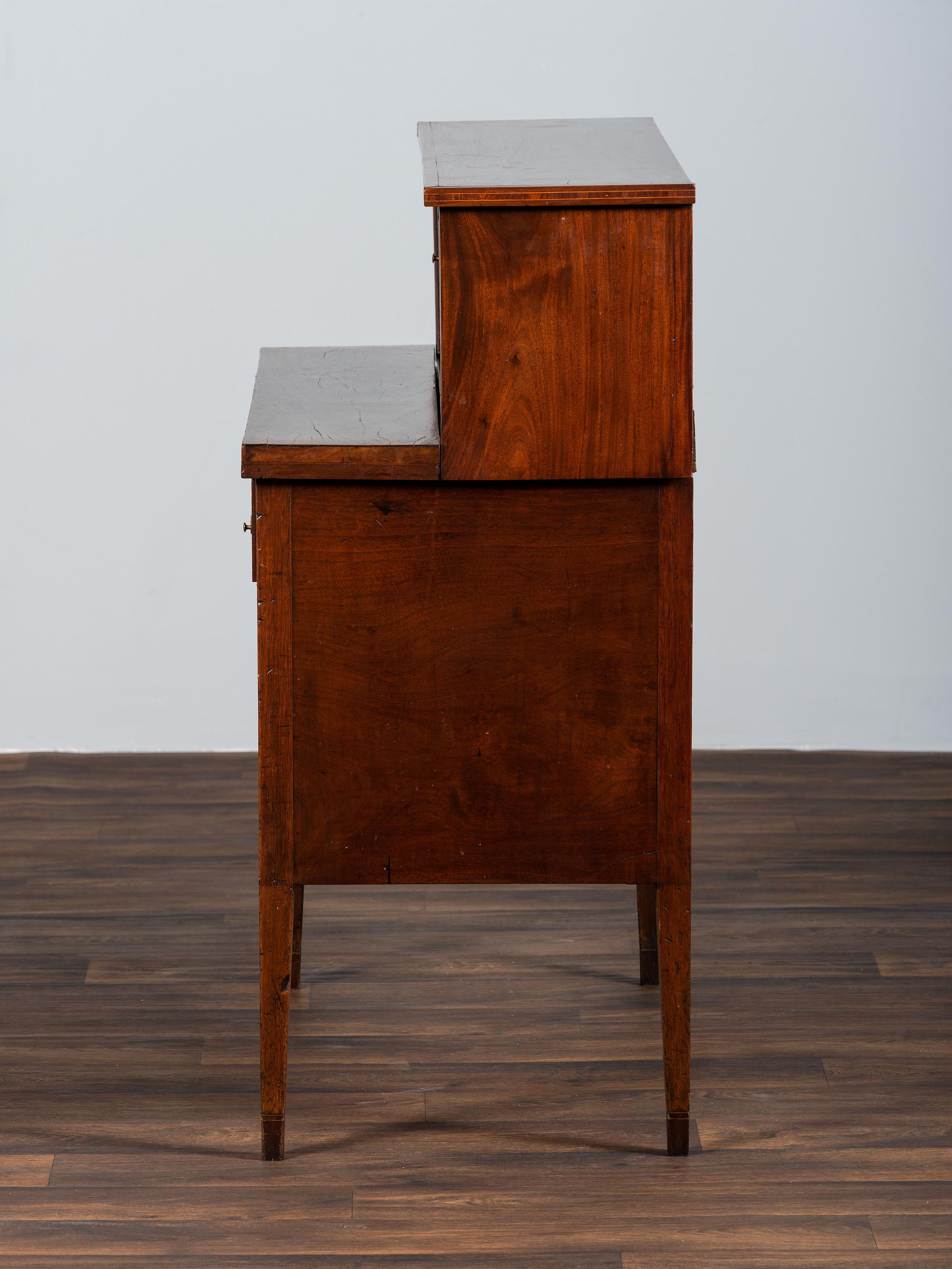 A Federal Mahogany and Marquetry Tambour Desk