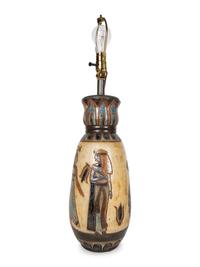 A French Polychrome Glazed Stoneware Vase with Egyptian Motif signed Dubois — 20TH CENTURY