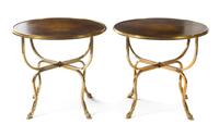 A Pair of Neoclassical Style Brass End Tables Height 23 1/2 x diameter 25 1/2 inches. — 20TH CENTURY