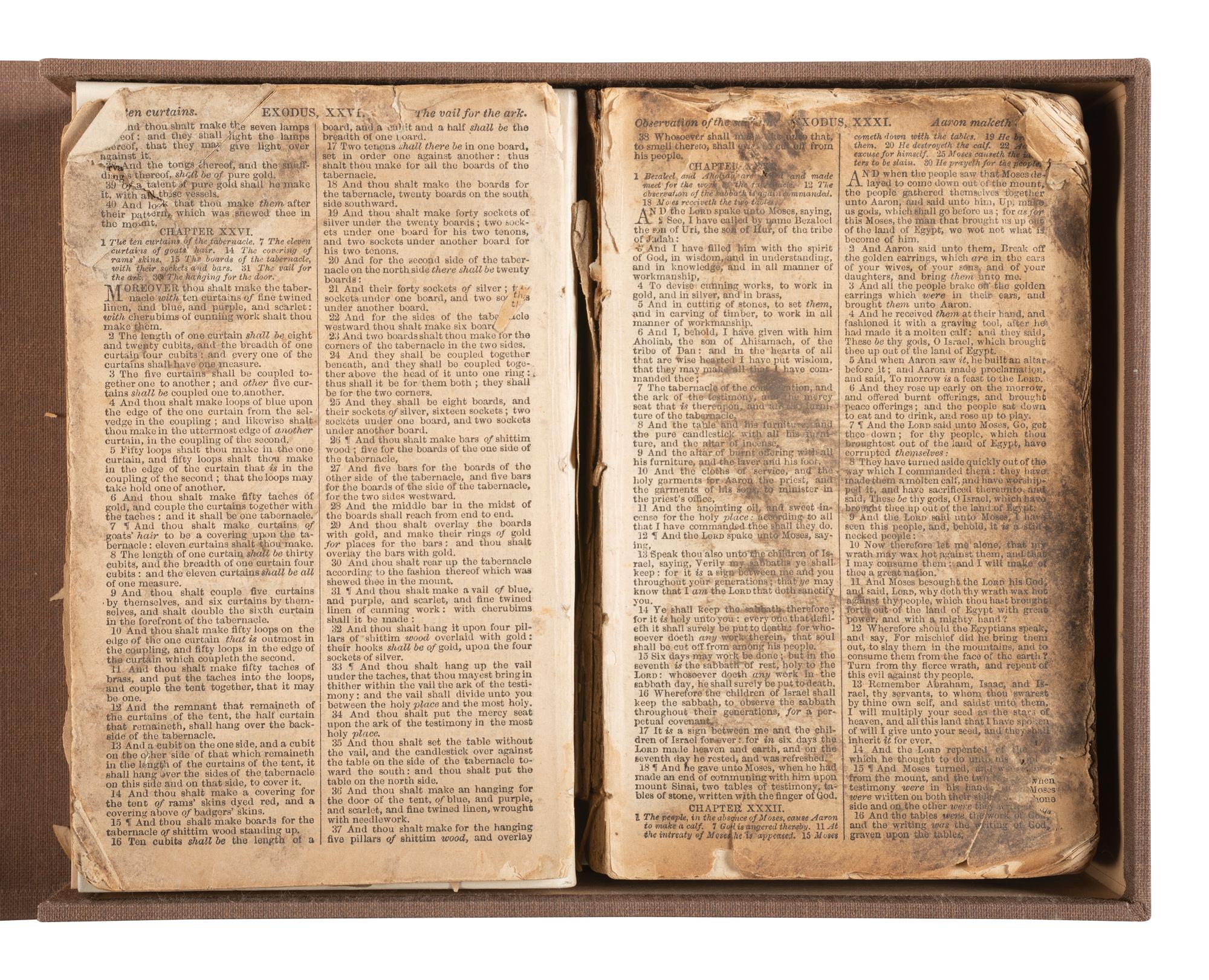 [CIVIL WAR]. Soldier's Bible recovered by Sgt. W. F. Calhoun in front of Marie's Heights during the Battle of Fredericksburg, VA, 1862.