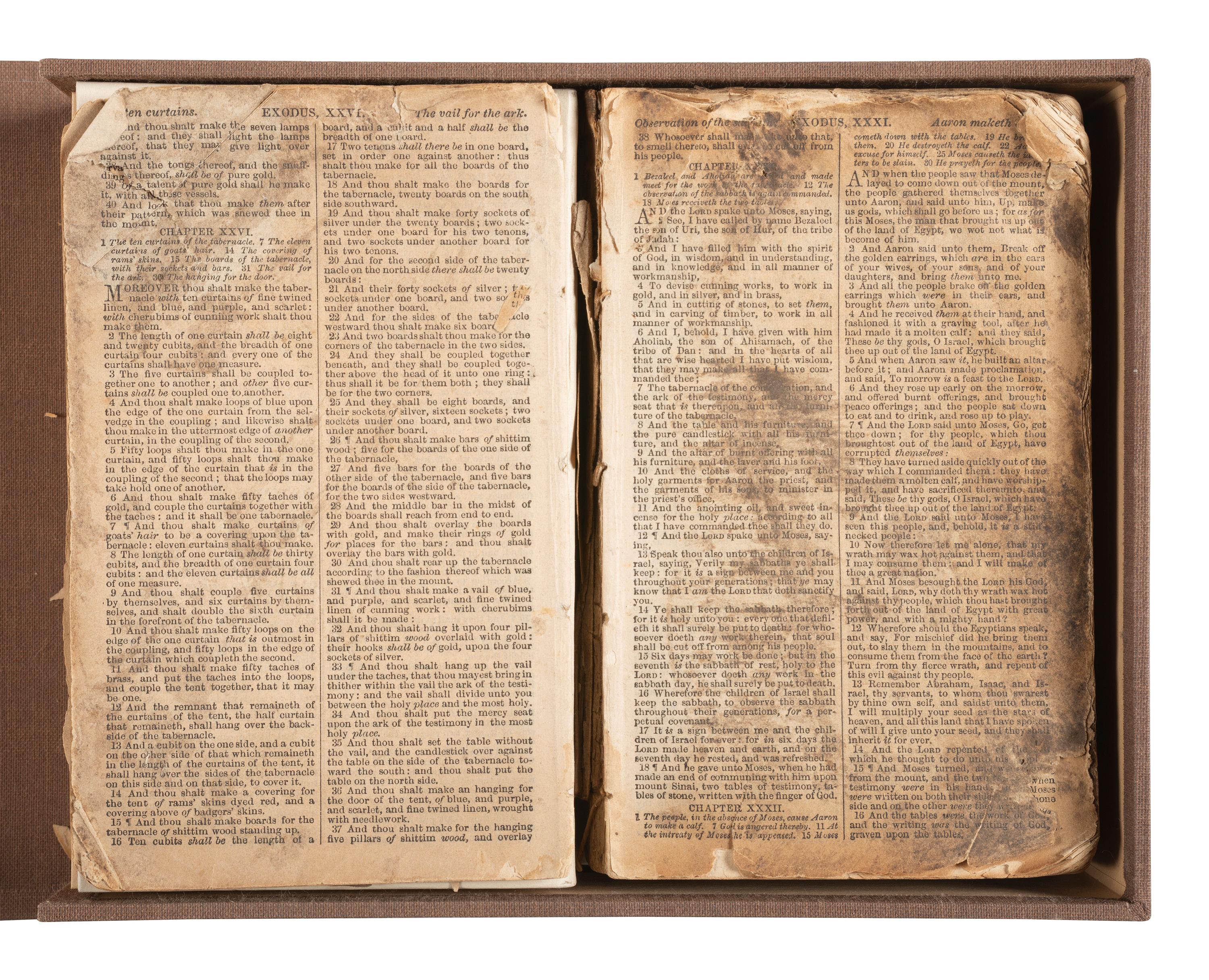 [CIVIL WAR]. Soldier's Bible recovered by Sgt. W. F. Calhoun in front of Marie's Heights during the Battle of Fredericksburg, VA, 1862.