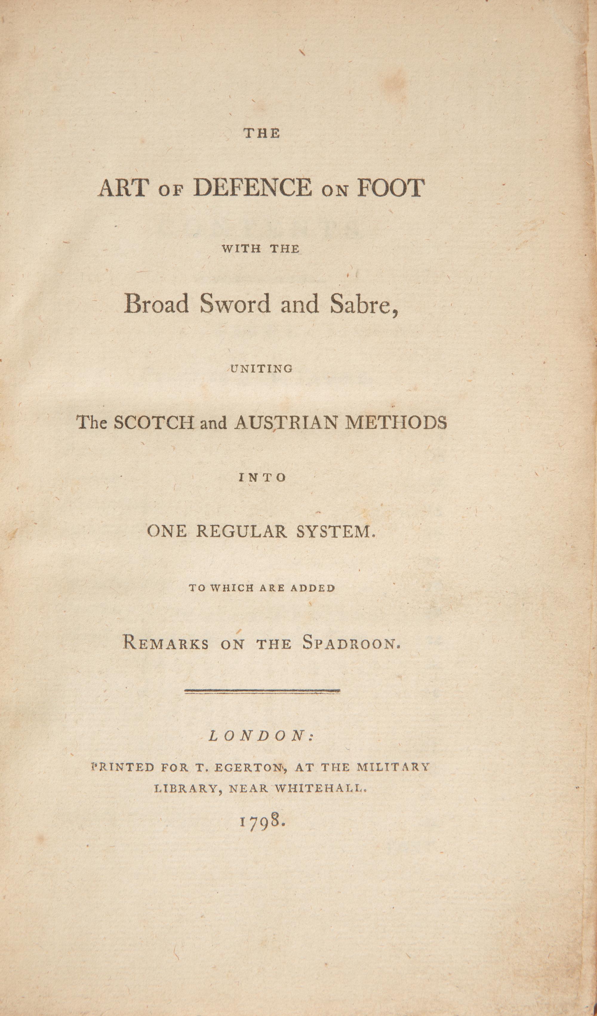 [Arms & Armor]: Roworth, Charles. The Art of Defence on Foot with the Broad Sword and Sabre