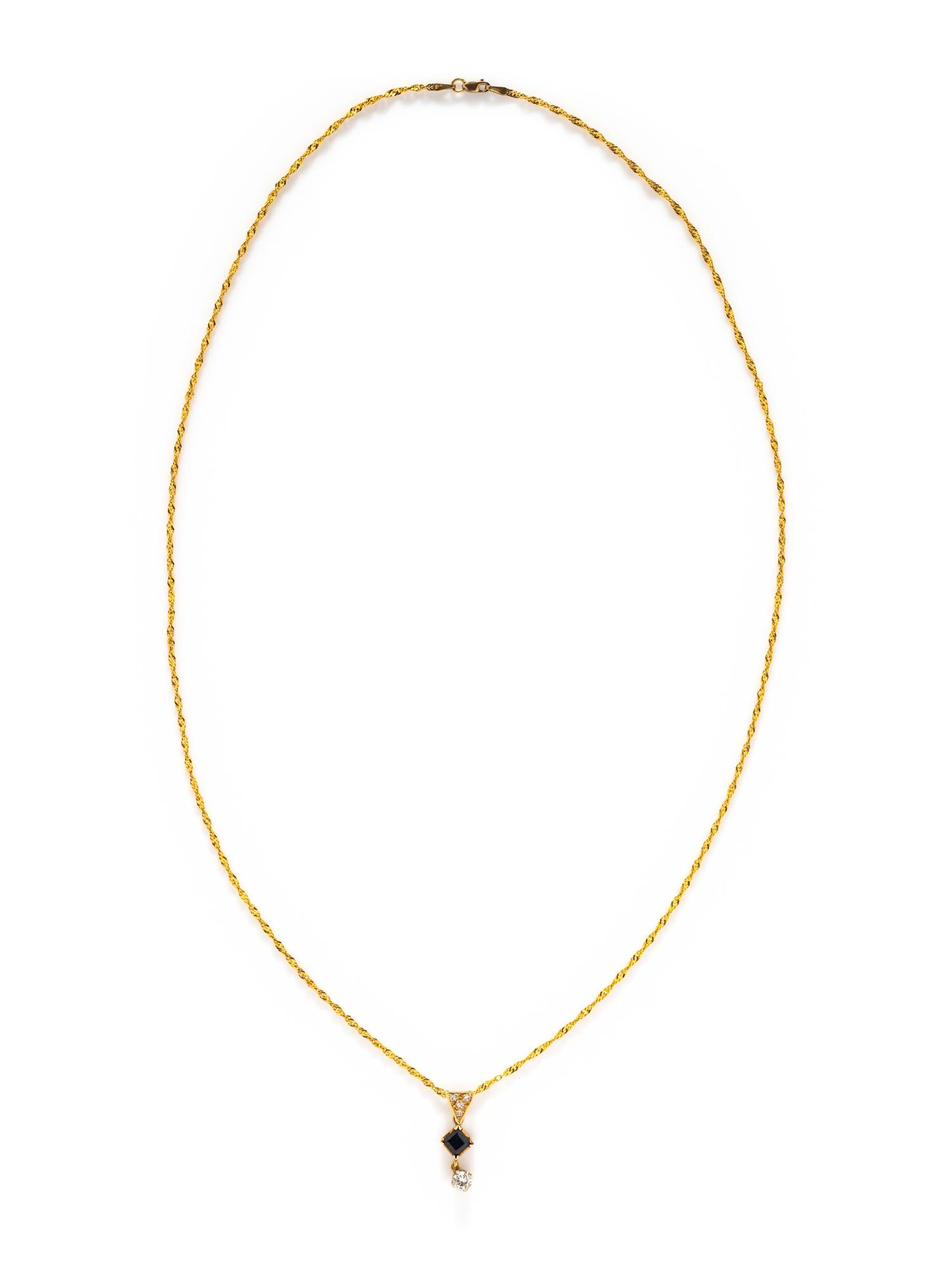 YELLOW GOLD, DIAMOND AND SAPPHIRE NECKLACE
