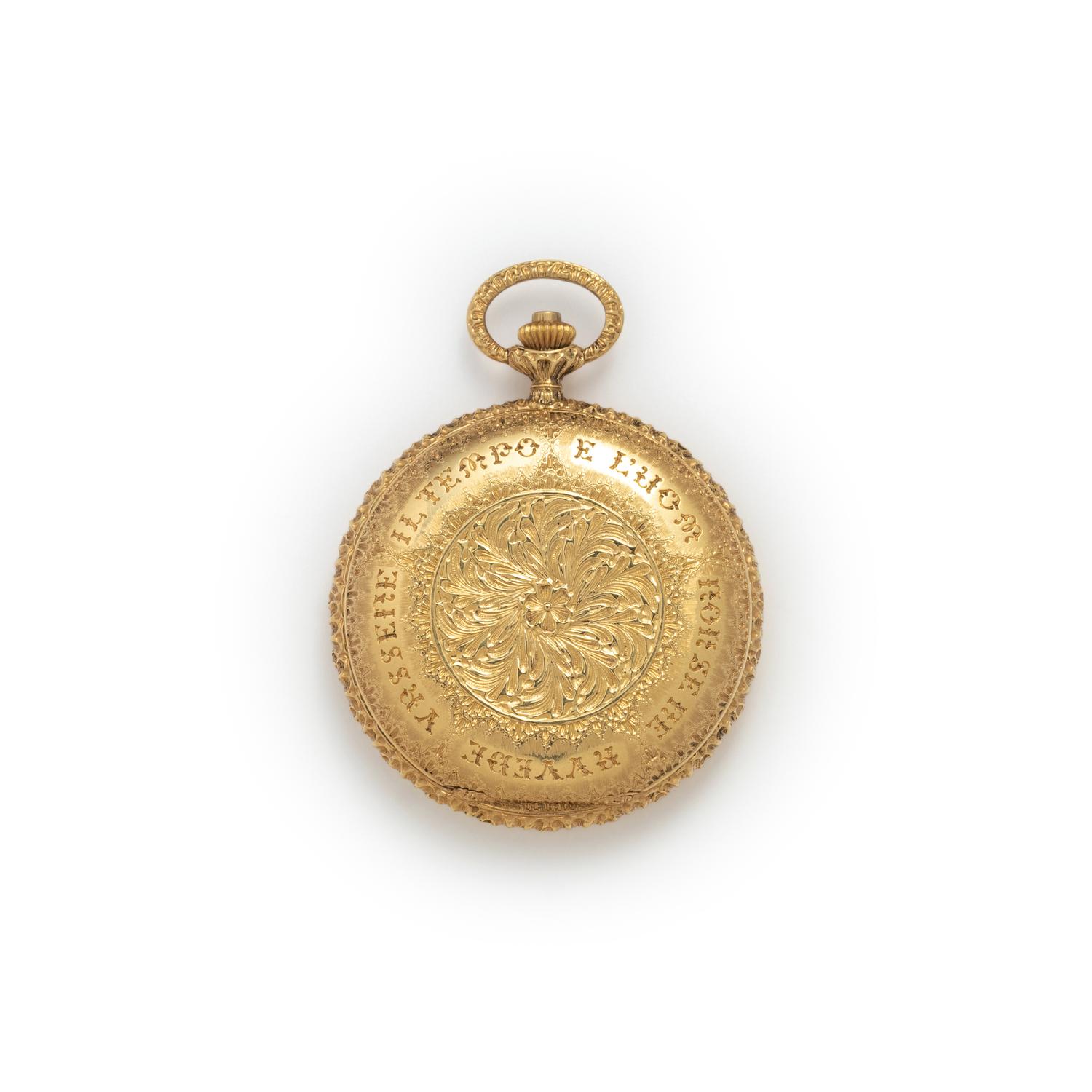 BUCCELLATI, UNIVERSAL GENEVE, 18K YELLOW GOLD HUNTER CASE POCKET WATCH