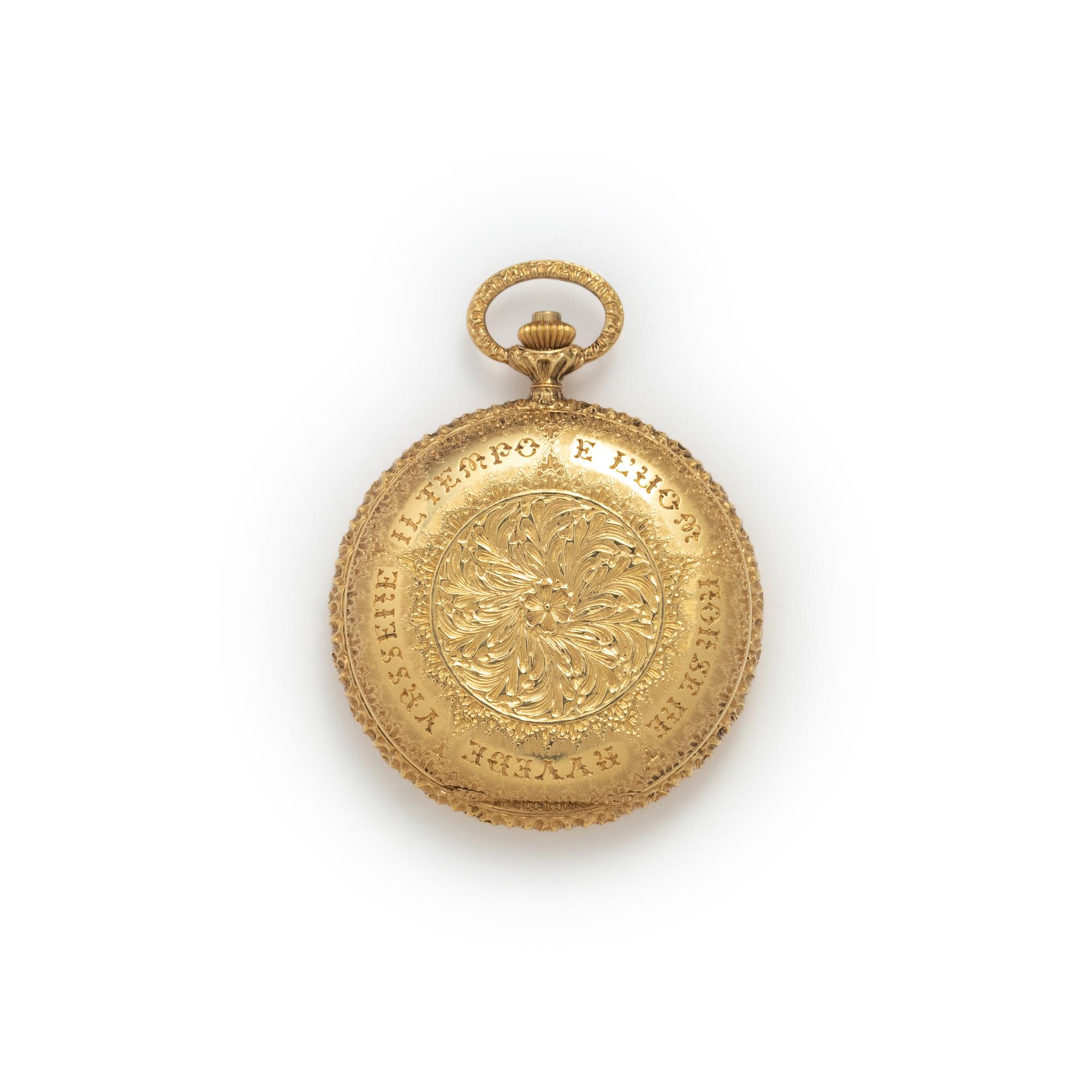 BUCCELLATI, UNIVERSAL GENEVE, 18K YELLOW GOLD HUNTER CASE POCKET WATCH