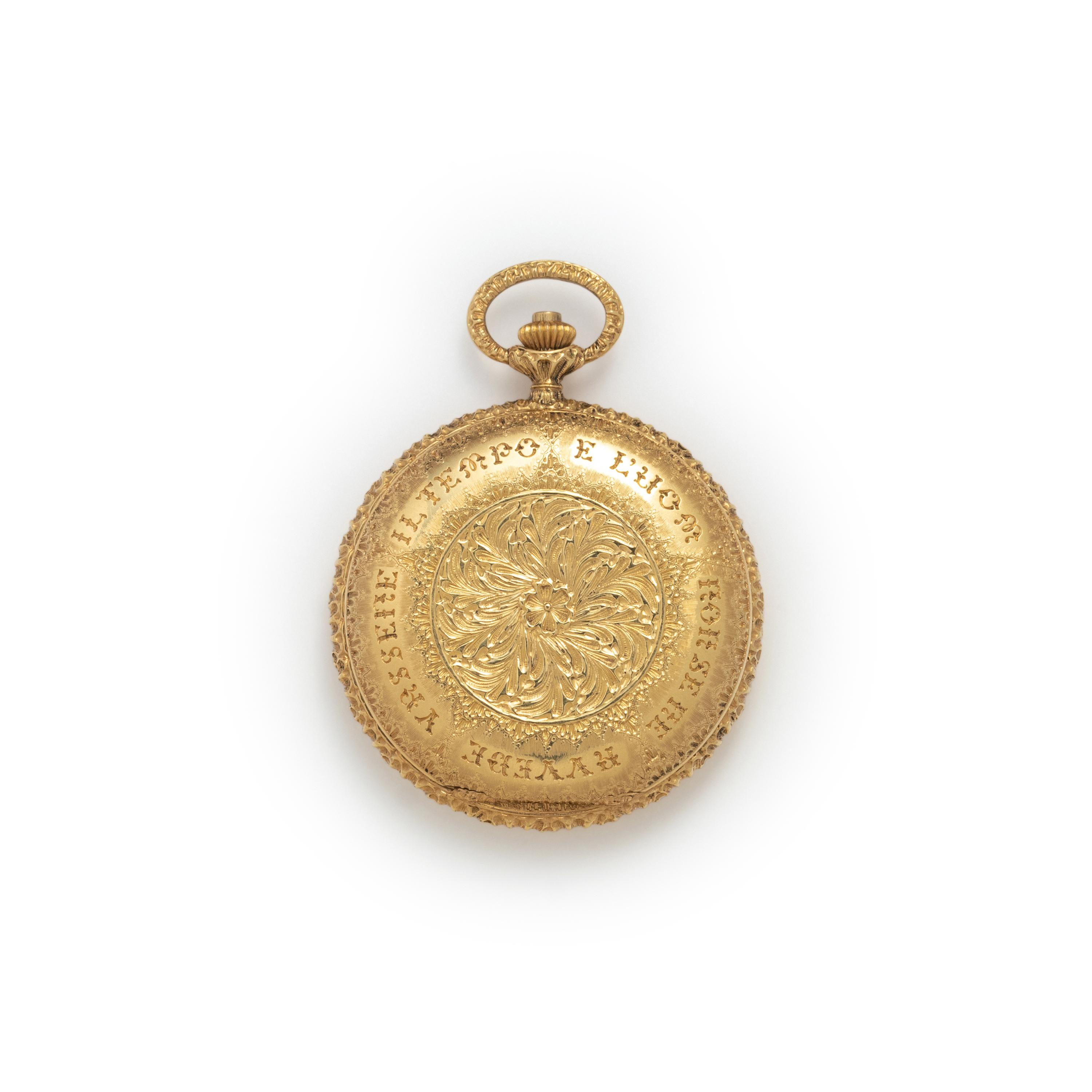 BUCCELLATI, UNIVERSAL GENEVE, 18K YELLOW GOLD HUNTER CASE POCKET WATCH