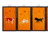A Set of Ten Chinese Porcelain Plaques Depicting the Emperor's Dogs — AFTER GUISEPPE CASTIGLIONE