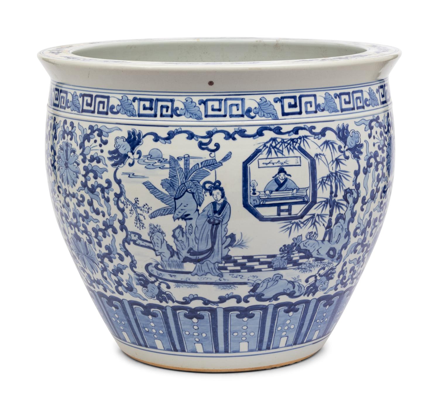 A Chinese Blue and White Porcelain 'Fishbowl' Jardiniere