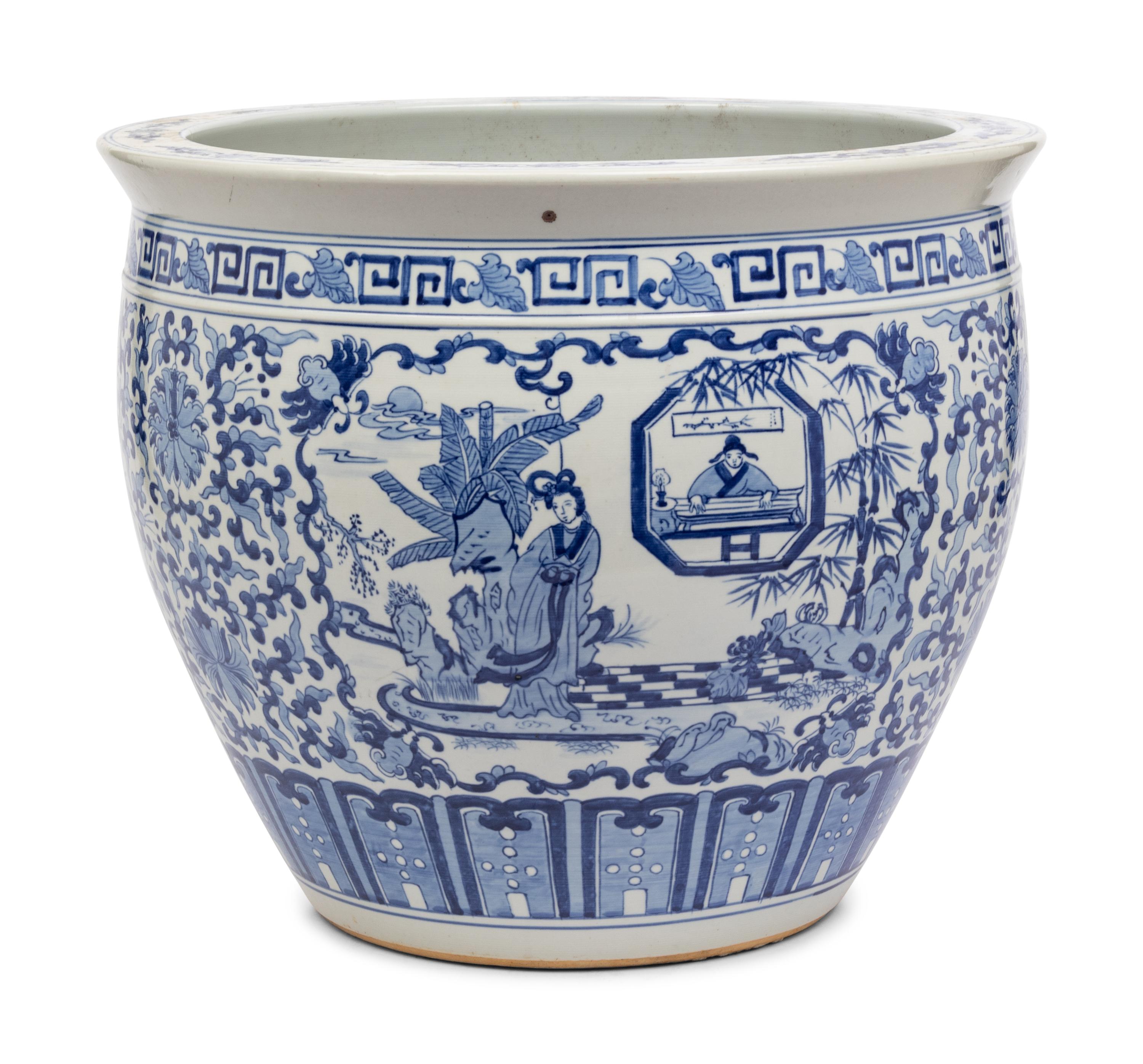 A Chinese Blue and White Porcelain 'Fishbowl' Jardiniere