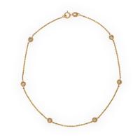 Diamond and Yellow Gold Station Anklet