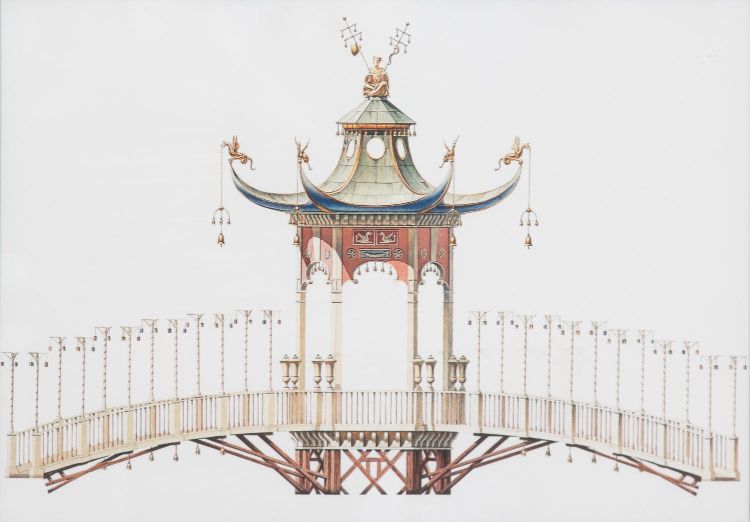 A Group of Gilt Framed Color Reproductions of Dams & Zega's Watercolors Chinoiseries Framed 13 5/8 x 17 1/2 inches. — 20TH CENTURY