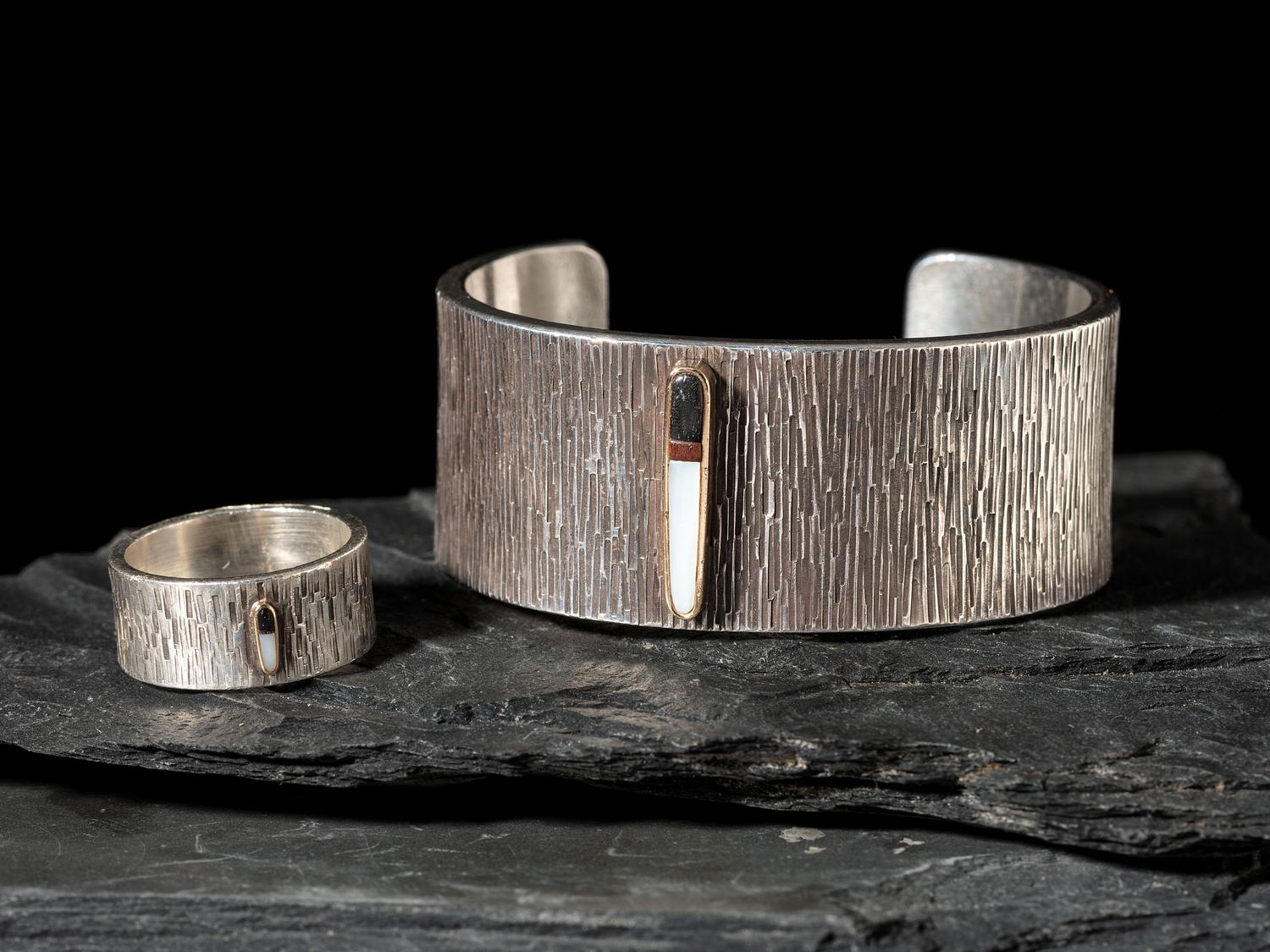 Matching Silver Cuff Bracelet and Ring