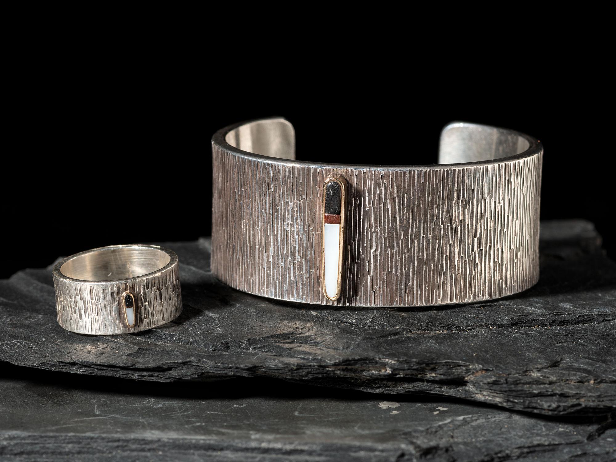 Matching Silver Cuff Bracelet and Ring