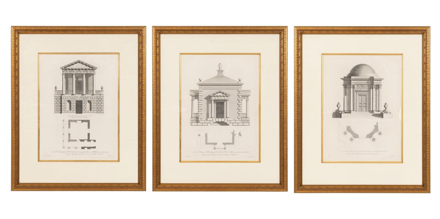 A Set of Three William Chambers (1722-1796) Architectural Study Chromolithographs