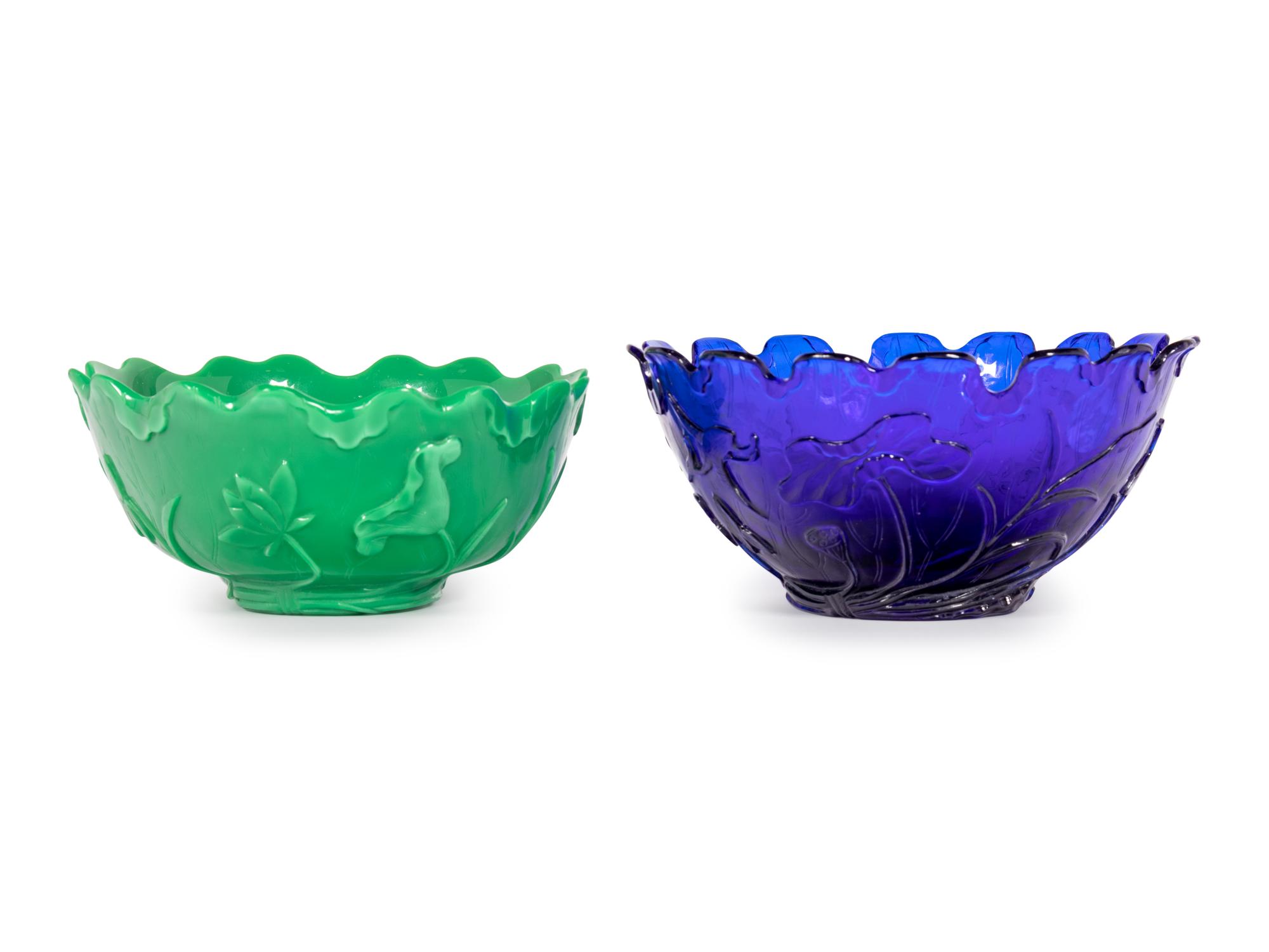 Two Chinese 'Lotus' Glass Bowls