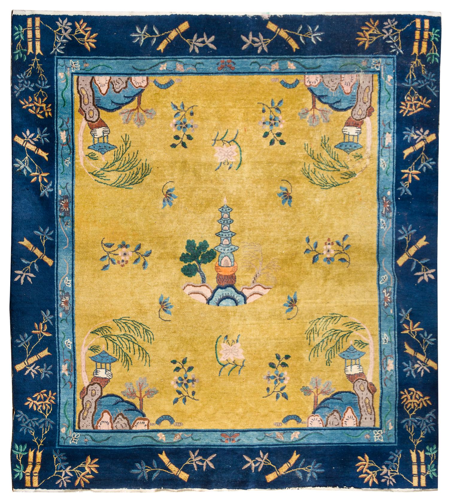 A Group of Four Chinese Wool Rugs Largest 8 feet 8 inches x 8 feet. — SECOND HALF 20TH CENTURY