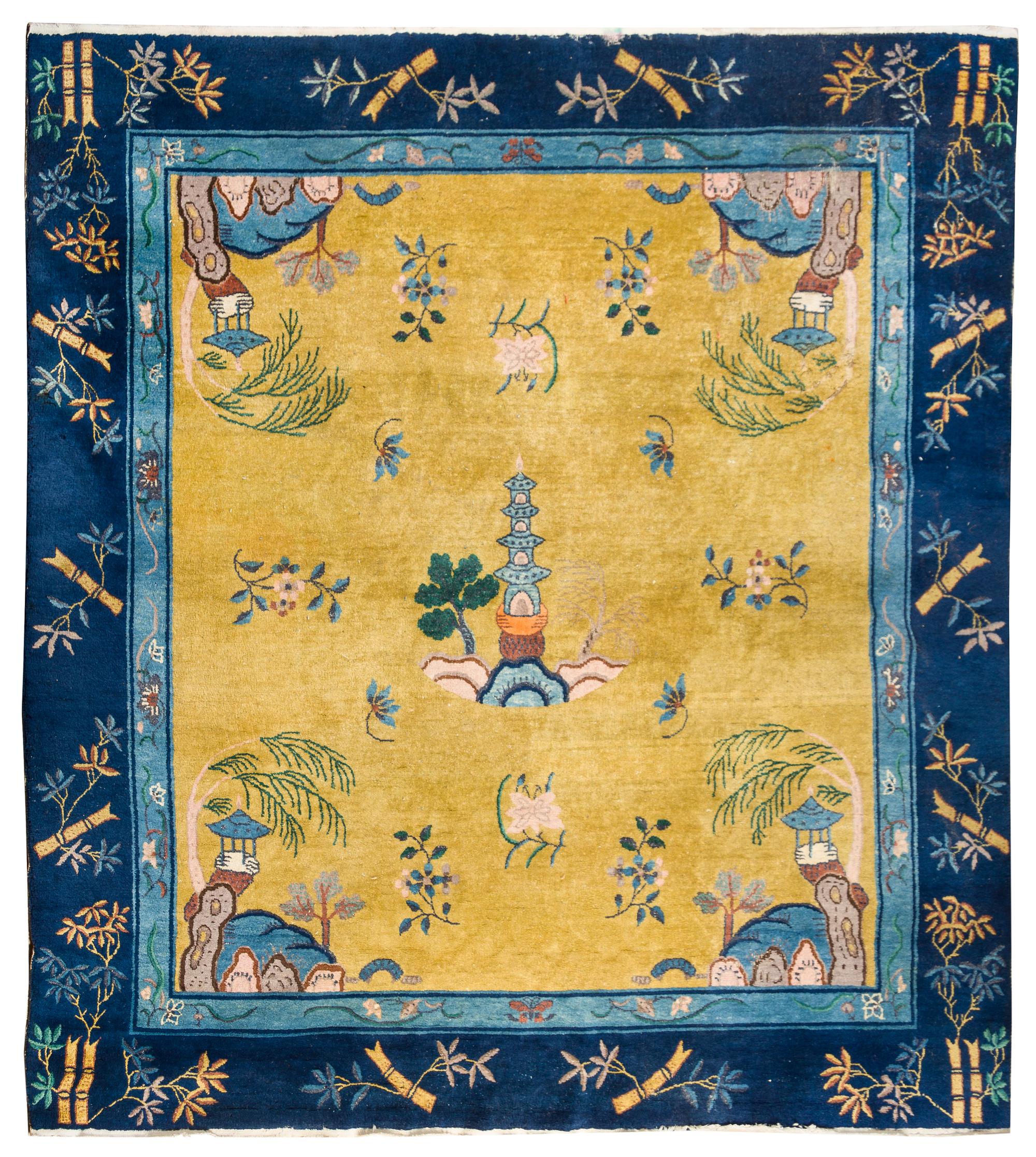 A Group of Four Chinese Wool Rugs Largest 8 feet 8 inches x 8 feet. — SECOND HALF 20TH CENTURY