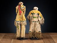 Cheyenne Beaded Hide Dolls, Pair
