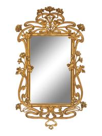 A Continental Art Nouveau Giltwood Mirror