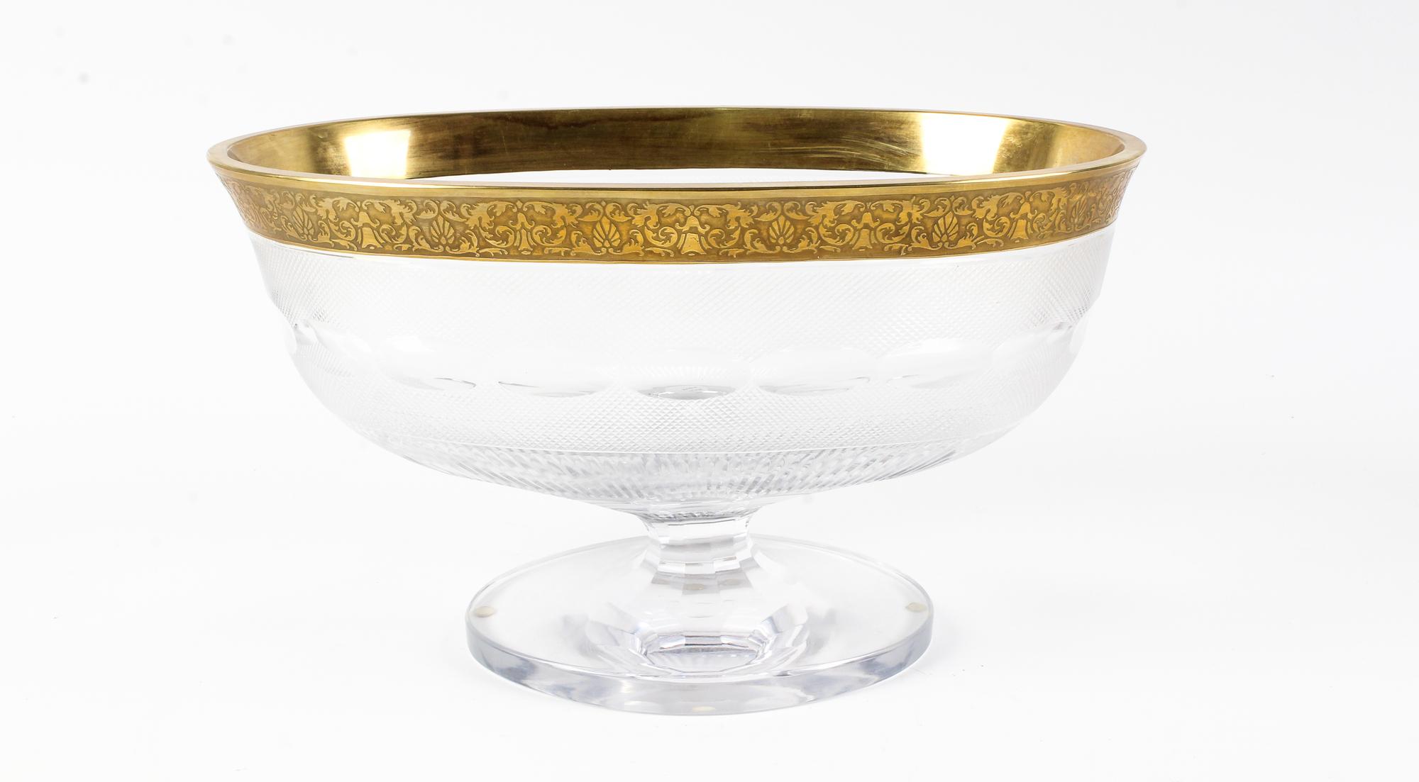 A Moser Gilt Decorated Cut Glass Center Bowl Width 14 inches. — EARLY 20TH CENTURY