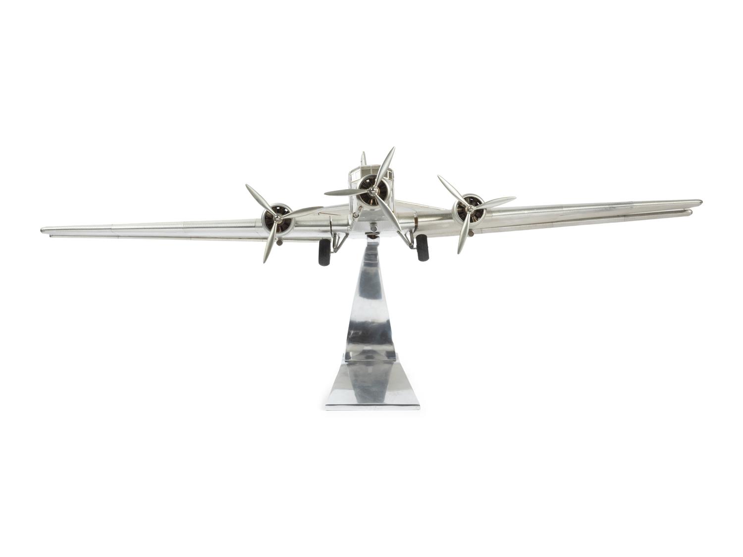 An Aluminum Scale Model of a Junkers JU 52 Transport Airplane