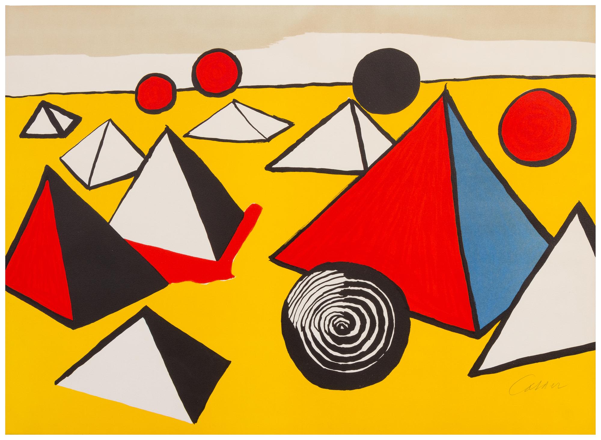 Alexander Calder, (American, 1898-1976), Composition with Pyramids and Spirals from Le Memoire Elementaire, #11