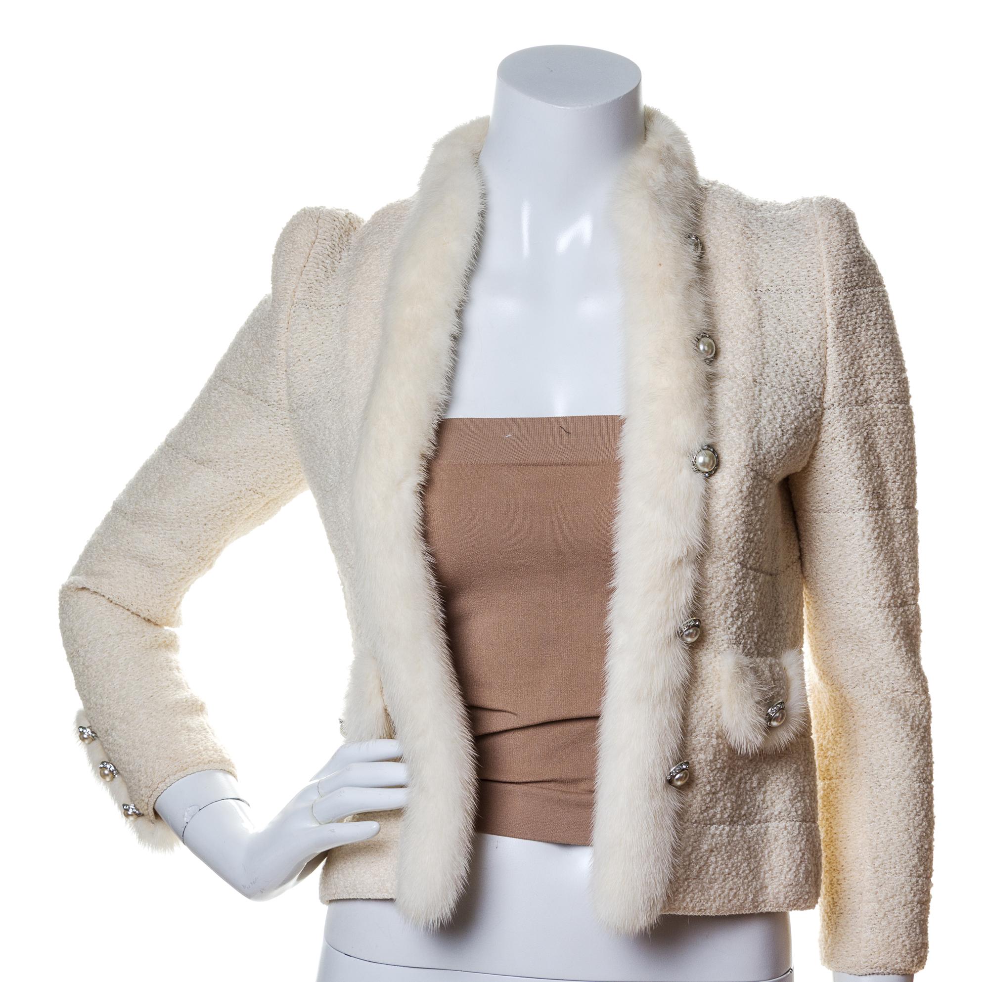 An Adolfo Cream Wool Knit Jacket,