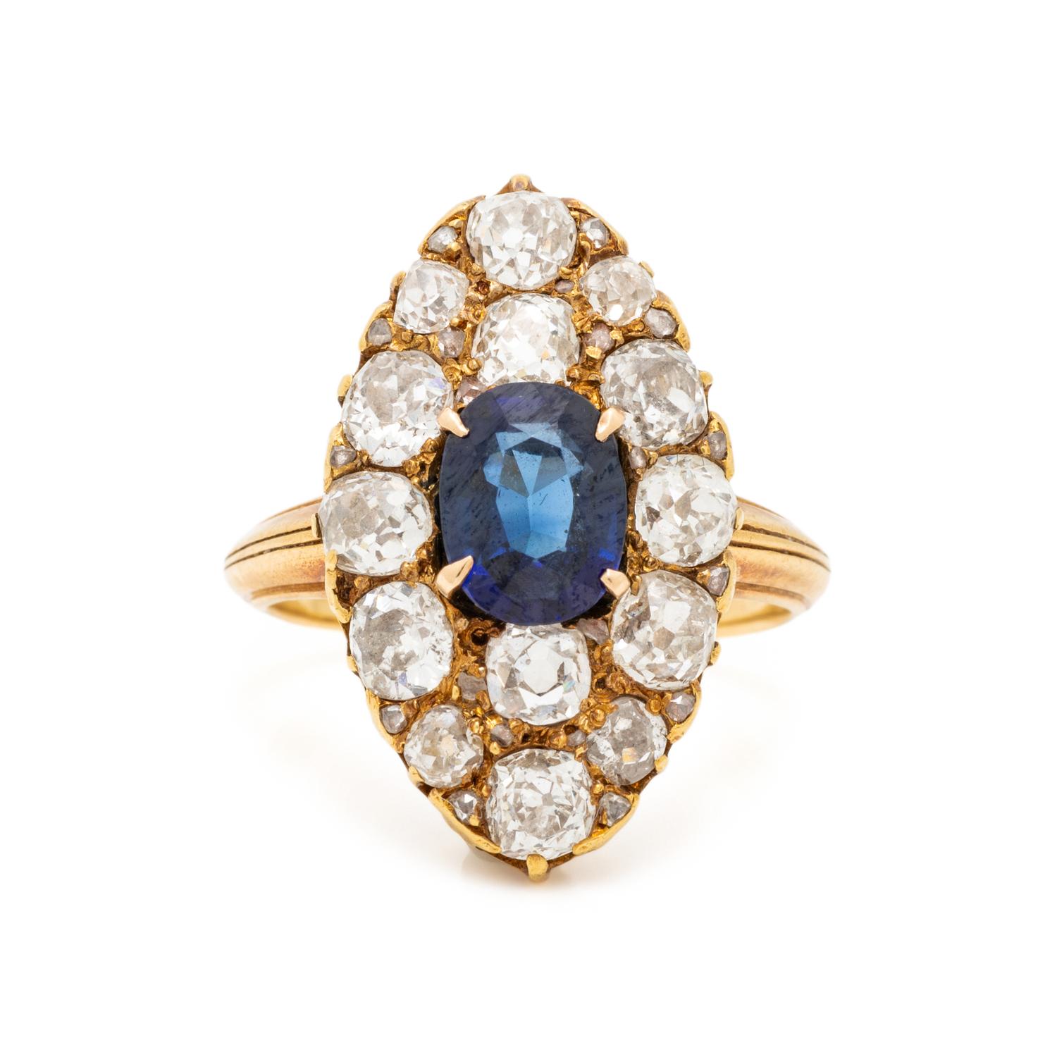 EDWARDIAN, SAPPHIRE AND DIAMOND RING